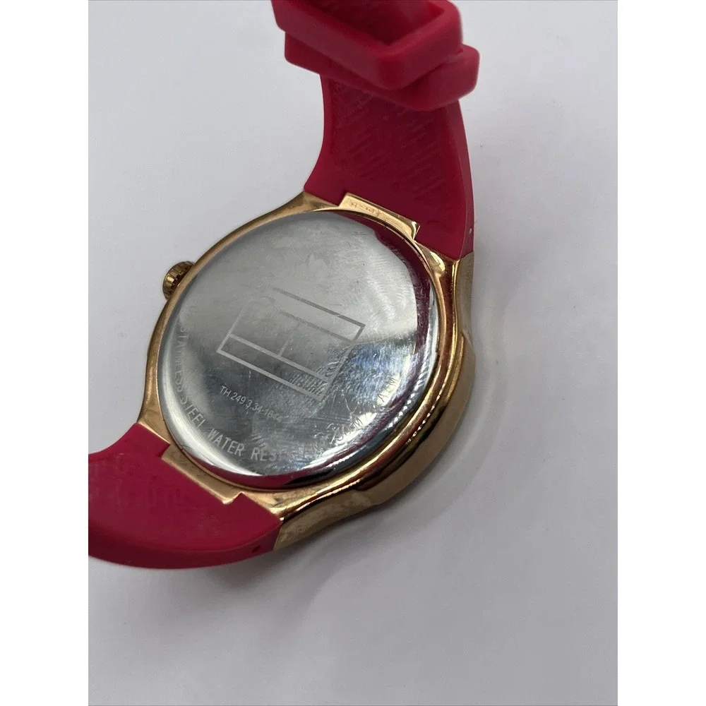 Tommy Hilfiger Women's Quartz Gold Watch Pink Silicone‎ Band- New Battery